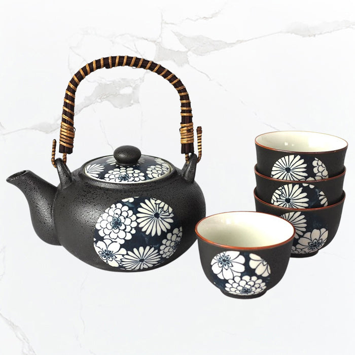 Hana Zome 4 Cup Japanese Tea Set