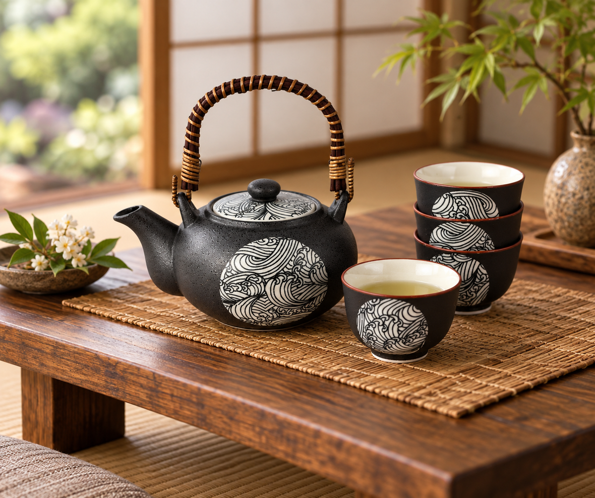 Aranami Wave 4 Cup Japanese Tea Set