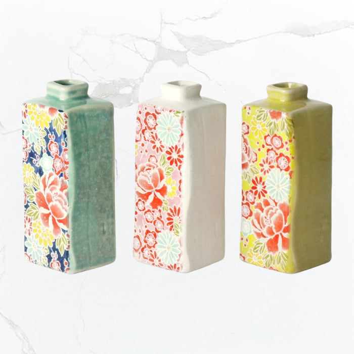 Spring Yuzen Rectangle Japanese Bud Vase
