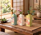 Spring Yuzen Rectangle Japanese Bud Vase
