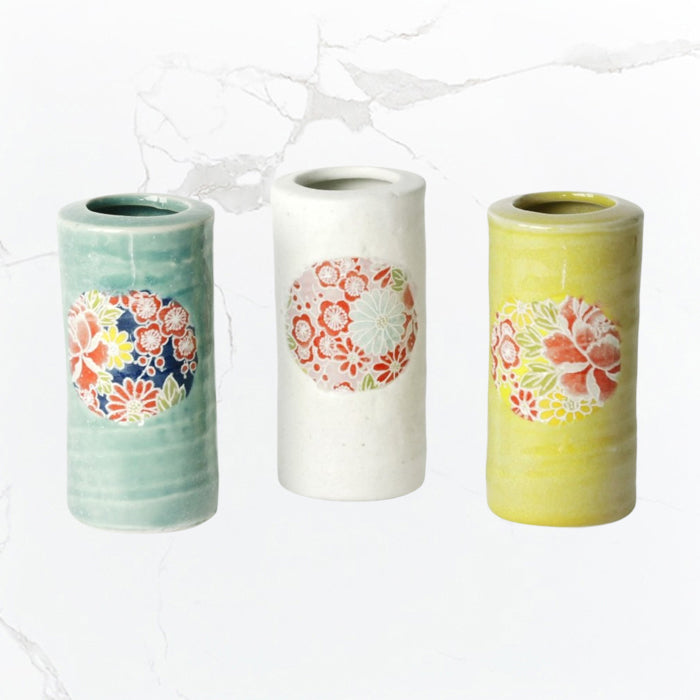 Spring Yuzen Tube Japanese Bud Vase
