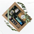 Thank You hamper with Meredith goat’s cheese, olive oil, capsicum relish, pistachio dukkah, salted pistachios and pita crisps in kraft gift tray Geelong delivery